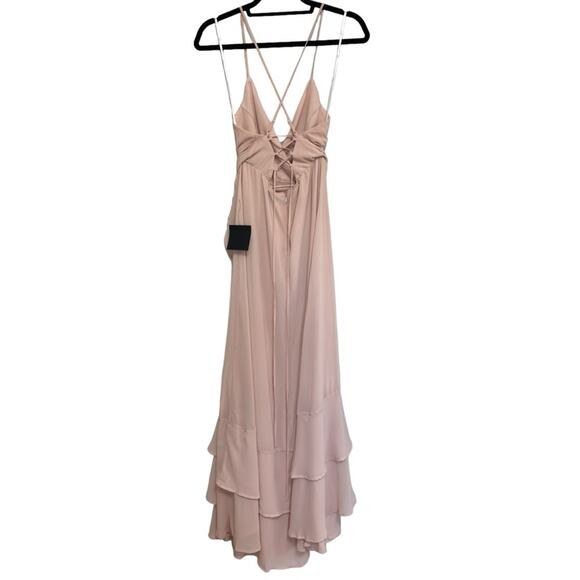 NWT Lulu’s In Love Forever Lace Up High Low Maxi Dress in Blush Pink - Size M - Picture 3 of 9